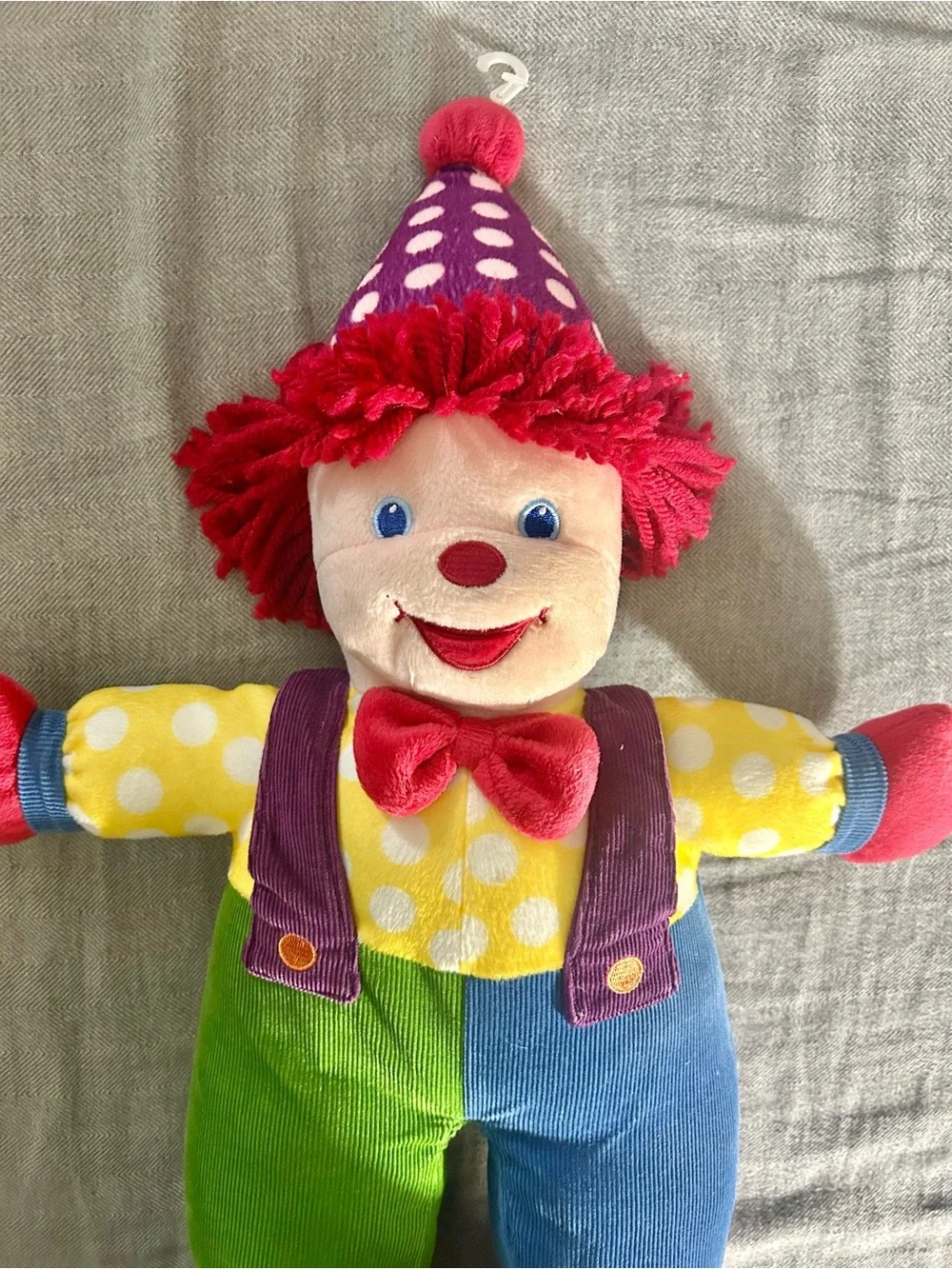 Gymboree 2005 Gymbo the Clown, Colorful Plush Toy - Red, Yellow, Green & Blue